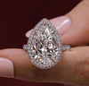 pear lab grown diamond halo ring 6CT pear shaped engagement ring IGI certified diamond wedding ring large diamond anniversary Ring for women