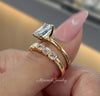 2.1 CT lab grown diamond emerald cut engagement ring set IGI certified CVD diamond bezel wedding band ring promise ring anniversary gift her