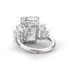 Emerald cut moissanite engagement ring,10.32TCW Five Stone Ring,unique celebrity style bezel emerald moissanite,5th anniversary wedding ring