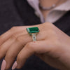 Emerald engagement ring 11CT green emerald gold ring large Cocktail Statement Ring with Moissanite May Birthstone Ring Large Gemstone Ring