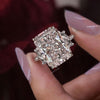 13CT Radiant Cut Moissanite Engagement Ring Large Three Stone Statement Wedding Ring for Women big diamond Cocktail Ring Anniversary Gift