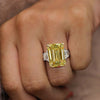11.5 CT canary yellow Emerald cut moissanite engagement ring Large Three stone yellow sapphire ring fancy yellow diamond ring wedding ring