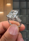 11.5 CT crushed ice moissanite radiant cut engagement ring,kite&large radiant moissanite three stone ring,big diamond cocktail wedding ring