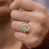 Emerald cut bezel set moissanite ring 8CT large Emerald cut engagement ring gold cathedral wedding ring big diamond anniversary ring women