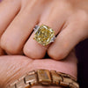 12.5CT Moissanite yellow sapphire ring large Three stone trapezoid&cushion cut engagement ring big canary diamond match sapphire bridal sets