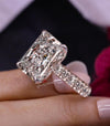 Lab Grown Diamond Ring 10CT Radiant Cut Engagement Ring for Women Hidden Halo IGI Certified Large diamond Wedding Ring Anniversary gift ring
