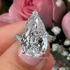 14ct Pear Moissanite Engagement Ring: Large Solitaire, White Gold Wedding ring or Anniversary ring for women