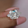 5.5 CT Asscher Cut Moissanite Wedding Ring large Three Stone Anniversary Ring for Women 6th Anniversary Gift for Her big Moissanite Ring