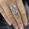 14.5 CT Emerald cut moissanite engagement ring Hidden halo Large Emerald cut moissanite ring big diamond Statement Wedding anniversary ring