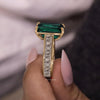 green emerald 14k gold anniversary ring for women