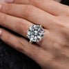 17 CT Round moissanite engagement ring 14k gold cathedral ring large solitaire wedding anniversary ring for women big diamond statement ring