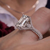 5ct lab grown diamond Ring Emerald cut engagement ring IGI certified diamond Three stone split shank bridal ring set wedding ring for women