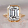 Emerald cut bezel set moissanite ring 8CT large Emerald cut engagement ring gold cathedral wedding ring big diamond anniversary ring women