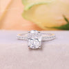 2.5 CT cushion cut engagement ring hidden halo 14k white gold unique solitaire pave prong elongated cushion moissanite ring anniversary ring