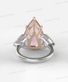 10.5 CT pink moissanite pear shaped engagement ring,large Three stone,trillion&pink pear moissanite,celebrity style cocktail wedding ring