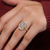 Emerald cut bezel set moissanite ring 8CT large Emerald cut engagement ring gold cathedral wedding ring big diamond anniversary ring women