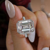 Lab Grown Diamond Emerald Cut Ring 15 CT IGI Certified diamond Engagement Ring Statement Wedding Anniversary ring halo Gold Cathedral ring