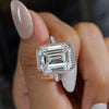 Emerald cut moissanite engagement ring 13.5 CT solitaire halo wedding ring large diamond cocktail ring gold cathedral ring anniversary ring