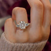 4.5CT lab grown diamond ring Three stone Emerald cut engagement ring hidden halo IGI certified diamond wedding ring for women anniversary