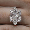9CT Asscher Cut Moissanite Engagement Ring: Three Stone Wedding Ring