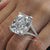 cushion cut moissanite engagement ring hidden halo split shank large 19.5 CT crushed ice moissanite elongated cushion solitaire wedding ring