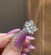 6ct princess moissanite engagement ring Three stone engagement ring hidden halo large square diamond wedding ring anniversary ring for women