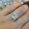 Radiant Cut Moissanite Engagement Ring: Baguette Side Stones, 10k/14k/18k White Gold/platinum