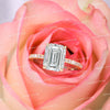 2.5CT Emerald Cut Moissanite Engagement Ring: 14k Yellow Gold Hidden Halo