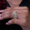 Emerald Cut Moissanite Engagement Ring Set Hidden Halo & Eternity Band 11CT Large Moissanite Bridal set Wedding Ring Anniversary Gift women