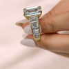 13.01 TCW emerald cut moissanite engagement ring,14k white gold unique luxury celebrity style large emerald cut engagement ring,wedding ring