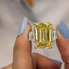 11.5 CT canary yellow Emerald cut moissanite engagement ring Large Three stone yellow sapphire ring fancy yellow diamond ring wedding ring