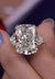 Cushion Cut Moissanite Engagement Ring Side Trillions 18.5CT Elongated Cushion Three Stone Wedding Ring Large Anniversary Statement Ring 14k