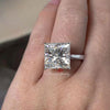 9.5 CT Princess Cut Moissanite Engagement Ring: 14k White Gold Solitaire