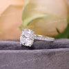 2.5 CT cushion cut engagement ring hidden halo 14k white gold unique solitaire pave prong elongated cushion moissanite ring anniversary ring