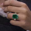 green emerald 14k gold anniversary ring for women