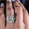 Lab Grown Diamond Emerald Cut Ring 15 CT IGI Certified diamond Engagement Ring Statement Wedding Anniversary ring halo Gold Cathedral ring
