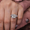 5ct Princess Cut Lab Grown Diamond Engagement Ring Set 14K White Gold Hidden Halo IGI Certified Diamond Bridal Wedding Ring set for women