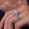 Emerald Cut Moissanite Ring Hidden Halo Split Shank 8ct Emerald Cut Engagement Wedding Ring Statement Cocktail Ring anniversary ring women