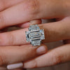 Emerald cut moissanite engagement ring,10.32TCW Five Stone Ring,unique celebrity style bezel emerald moissanite,5th anniversary wedding ring