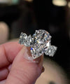 6 CT unique pear shaped engagement ring wide band teardrop ring celebrity style large pear moissanite engagement ring iced out wedding ring