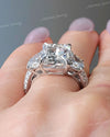 Radiant cut moissanite engagement ring 7 CT Three stone half moon&large crushed ice moissanite radiant cut engagement ring wedding ring