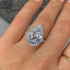 9 CT pear moissanite engagement ring Large Three stone crushed ice moissanite pear halo,trillion&pear shaped ring,big teardrop wedding ring