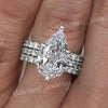 6CT pear shaped engagement ring set solitare Pear cut moissanite engagement ring joint moissanite bridal set luxury wedding anniversary ring