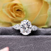 2.5 CT Oval engagement ring,Three stone moissanite ring,14k white gold,oval&pear side stone three stone ring,wedding ring,anniversary ring