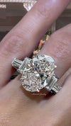 8CT Oval Moissanite engagement ring Platinum Five Stone Bezel Set Ring art deco oval engagement ring statement wedding anniversary ring