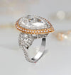 6 CT pear shaped engagement ring large Three stone pear moissanite engagement ring double halo two tone ring diamond cocktail wedding ring