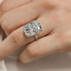 Elongated Cushion cut engagement ring 16CT moissanite solitaire cathedral ring big large diamond cocktail statement alternative wedding ring