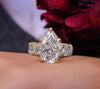 8CT Pear Moissanite Engagement Ring: 14K Yellow Gold Wide Band wedding ring or Anniversary ring for women