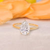 2CT Pear shaped engagement ring,moissanite teardrop ring,classy,simple engagement ring,solitaire pear moissanite ring,14k yellow rose gold