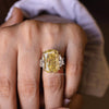 yellow sapphire ring canary cushion cut moissanite ring 20.5CT Three stone large elongated cushion cut engagement ring diamond cocktail ring